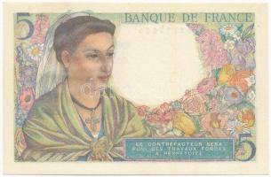 Franciaország 1943. 5Fr T:I- kissé hullámos papír France 1943. 5 Francs C:AU slightly wavy paper