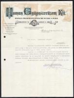 1944 Bp., Human Gyógyszerüzem Kft. fejléces levélpapírjára írt levél