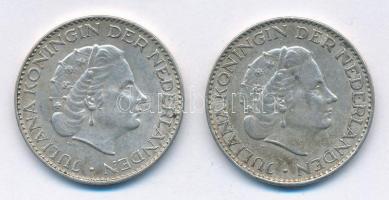 Hollandia 1956-1957. 1G Ag I. Julianna (2x) T:1-,2 Netherlands 1956-1957. 1 Gulden Ag Juliana (2x) C:AU,XF Krause KM# 184