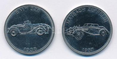 NSZK DN Shell - világhírű sportautók 2xklf fém emlékérem (29mm) T:1- FRG ND Shell - world famous sportcars 2xdiff metal coin (29mm) T:AU