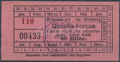 1908 Miskolci ort. izraelita hitközség Gabella-bárca