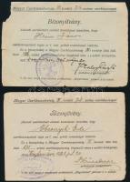 1923-1925 Nagykanizsa, Nagykőrös, Magyar Cserkészszövetség által kiállított 2 db bizonyítvány