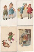 7 db RÉGI művész motívum képeslap: gyerek / 7 pre-1945 art motive postcards: children