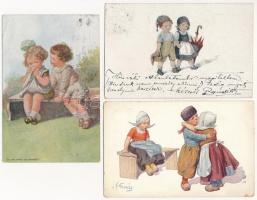7 db RÉGI művész motívum képeslap: gyerek / 7 pre-1945 art motive postcards: children
