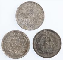 Hollandia 1928. 25c Ag + 1941. 25c Ag (2x) T:1--2- Netherlands 1928. 25 Cents Ag + 1941. 25c (2x) C:AU-VF Krause KM#164