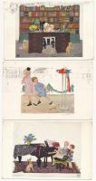 3 db RÉGI művész motívum képeslap: gyerek / 3 pre-1945 art motive postcards: children s: Helmut Skarbina