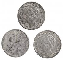 Hollandia 1938-1941. 10c Ag (3xklf) T:1--2- patina Netherlands 1928. 25 Cents Ag + 1941. 25c (2x) C:...