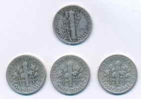 Amerikai Egyesült Államok 1943. 1d Ag "Mercury" + 1946-1956. 1d Ag "Roosevelt" (...