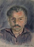 Szekeres István (1927-): Portré (cím nélkül). Akvarell, papír, jelzett. 30×21 cm