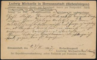 1897 Nagyszeben (Hermannstadt), fejléces levelezőlapja