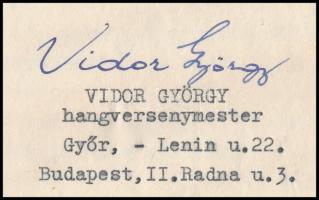 1952 Győr, Vidor György hangversenymester életrajza, aláírásával
