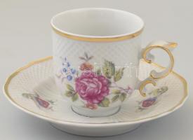 Hollóházi porcelán mokkás készlet. Kézzel festett, jelzett, hibátlan