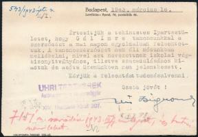 1943 Uhri Testvérek Autókarosszéria és Járműgyár fejléces levelezőlapja
