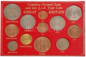 Nagy-Britannia 1967. 1/2p-1/2C (6xklf) + 1970-1974. 1/2p-50p (6xklf) forgalmi sorok műanyag tokban T:BU Great Britain 1967 1/2 Penny - 1/2 Crown (6xdiff) + 1970-1974. 1/2p-50p (6xdiff) coin sets in plastic case C:BU