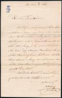 1868 Buda, Istvánffy püspök kézzel írt személyes hangvételű levele