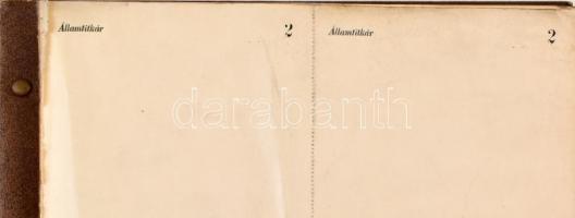 cca 1910 Államtitkári utasítások rögzítésére használt tömb páronként azonos számozású perforált olda...