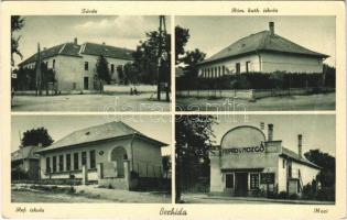 1942 Berhida, zárda, Római katolikus iskola, Református iskola, Árpád mozgó (mozi) (EB)