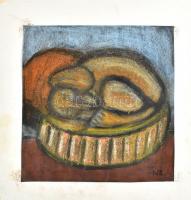 Nikmond Beáta (1938-): Pihenő (cím nélkül). Pasztell, papír, jelzett. Kartonra kasírozva. 25x24,5 cm