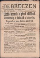 1916 A Debreczen című újság 48. évfolyamának 2. száma, címlapon a görzi hídfőnél zajló harcokról szóló cikkel