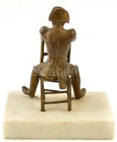 Jelzés nélkül: Napóleon. Bronz szobor alabástrom talapzaton. 13 cm