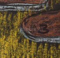 Nikmond Beáta (1938-): Cica gazdájával (cím nélkül). Pasztell, papír, jelzett. 50x20 cm