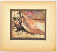 Szilágyi Teréz (1954-): Átfolyások (cím nélkül), 1992. Akvarell, pasztell papír, jelzett, paszpartuban, 17×21 cm