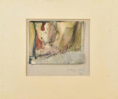 Szilágyi Teréz (1954-): Foltok (cím nélkül), 1992. Akvarell, pasztell, papír, jelzett. Kartonra kasírozva, paszpartuban, 10×13 cm