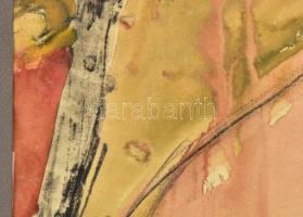 Szilágyi Teréz (1954-): Vörös kép (cím nélkül), 1992. Akvarell, pasztell, papír, jelzés nélkül, pasz...