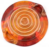 Iparművész mázas kerámia tál, jelzett (Sz. É.), kis kopásnyommal, d: 29 cm