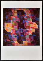 Vasarely, Victor (1908-1997): Op-art kompozíció, ofszet nyomat, utólagos jelzéssel, 28x27 cm