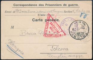 1916 Buza Barna politikus, író, később a Károlyi Kormány minisztere polgári internáltként írt levelezőlapja Franciaországból Tolcsvára