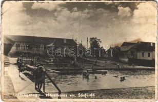 Aknasugatag, Ocna Sugatag; Sósfürdő, strand, fürdőzők / salt spa, bathers (fa)