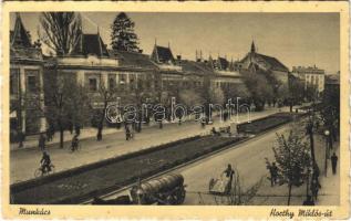 1940 Munkács, Mukacheve, Mukacevo; Horthy Miklós út, üzletek / street view, shops (EB)