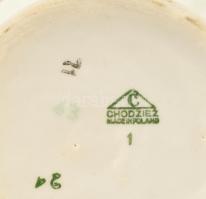 Chodziez lengyel virágmintás porcelán kancsó, jelzett, hibátlan, m: 22 cm