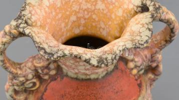 Retro mázas kerámia váza, m: 21 cm