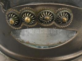 Pohárkészlet, 7 db, üveg betéttel,fém tartóban, m: 11,5 cmx7