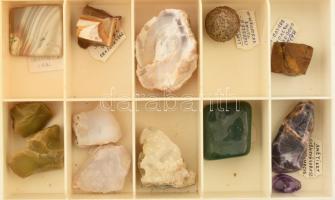 Óriási féldrágakő és ásvány gyűjtemény. 45 darab 10 fakkos dobozban több száz nemes kő precízen ásvá...