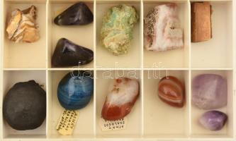 Óriási féldrágakő és ásvány gyűjtemény. 45 darab 10 fakkos dobozban több száz nemes kő precízen ásvá...