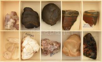 Óriási féldrágakő és ásvány gyűjtemény. 45 darab 10 fakkos dobozban több száz nemes kő precízen ásvá...