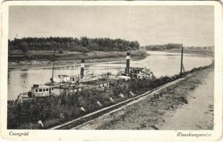 1941 Csongrád, Tisza kanyarulat, gőzhajó (lyuk / pinhole)