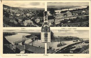 1936 Tokaj, látkép, vasúti híd, Bodrog részlet, Erzsébet Tisza híd, gőzhajók, Tokaji aszú + &quot;1936 TOKAJ SZÜRETNAP&quot; So. Stpl. (EK)