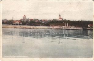 1928 Dunaföldvár, Hajóállomás, gőzhajó. Somló Manó kiadása (EK)