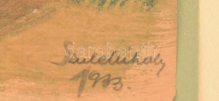 Szüle Mihály (1902-1992): Önarckép, 1933. Kréta, ceruza, papír, jelzett. Lap alján apró szakadással....