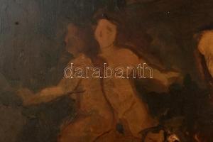 Szüle Péter (1886-1944): Szabin nők elrablása. Olaj, vászon, jelzett. Üvegezett, sérült blondel kere...