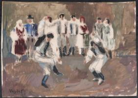 Vajda Ferenc (1892-?): Táncolók. Akvarell, papír, jelzett. Lap széle sérült, javított. 27,5x39,5 cm