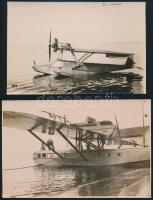 cca 1925 Dornier Libelle hidroplán, 2 db fotó, felületén törésnyomok, 10×16 és 11×17 cm