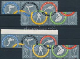 Summer Olympic Games, Rome perforated and imperforated set, Nyári Olimpia, Róma fogazott és vágott sor 3-as csíkokban