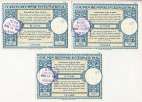 Kanada 1961. 15c Nemzetközi Válaszdíjszelvény (3x) T:I Canada 1961. 15 Cents International Reply Coupon (3x) C:UNC