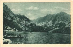Tátra, Magas-Tátra, Vysoké Tatry; Popradské pleso / Popper See / Poprádi-tó, evezős csónakok / lake, rowing boats