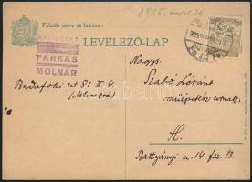 1925 Molnár Farkas (1897-1945) építész saját kézzel írt levelezőlapja